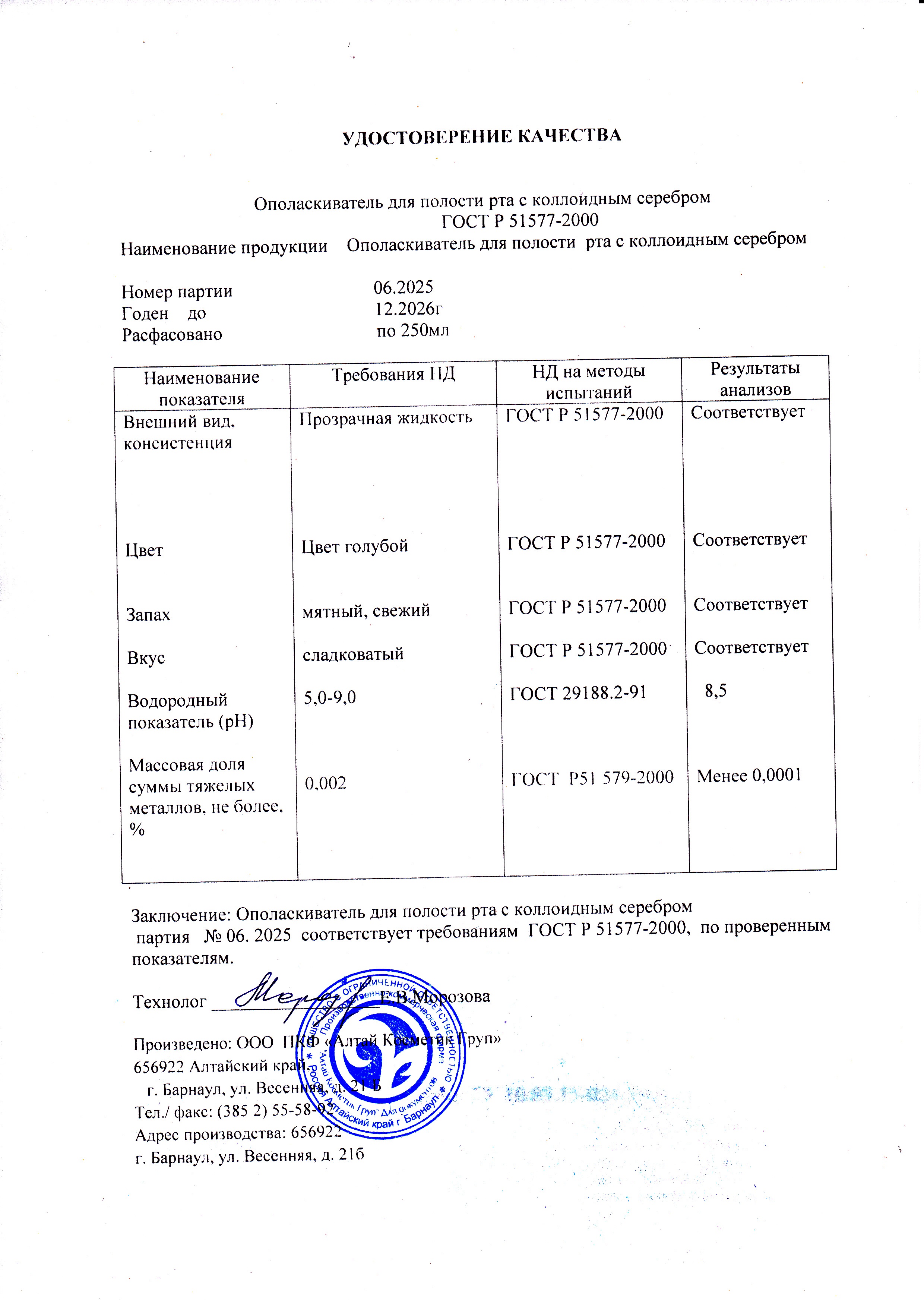 Паспорт №062025